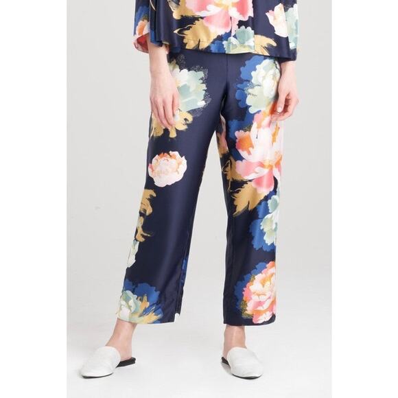 Natori Mandarin Satin Floral Pajama Pants Pull On Women’s Medium Purple Chic - Picture 1 of 7